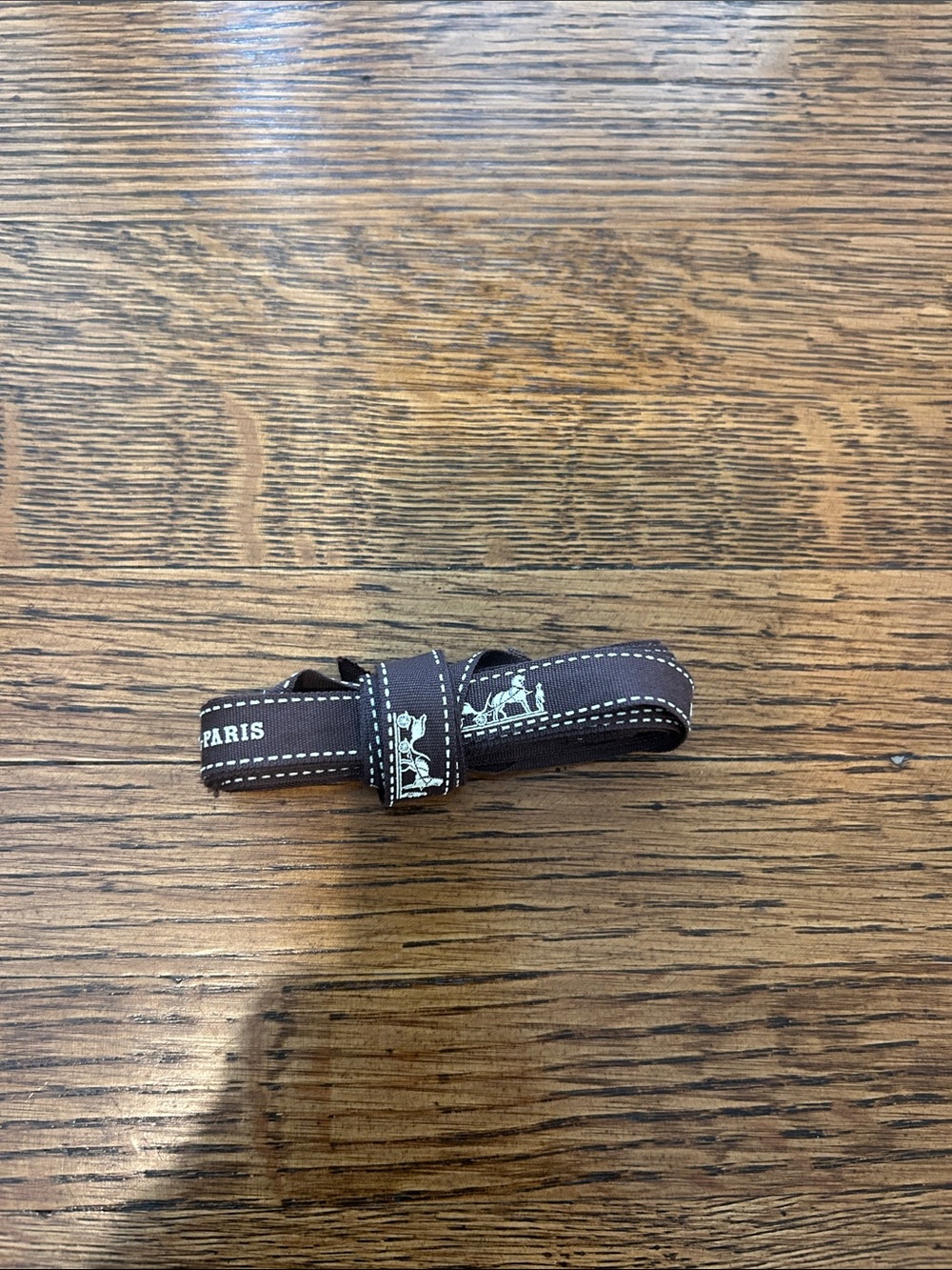 Hermes Brown Ribbon Accent Strap with White Stitching 84 inches